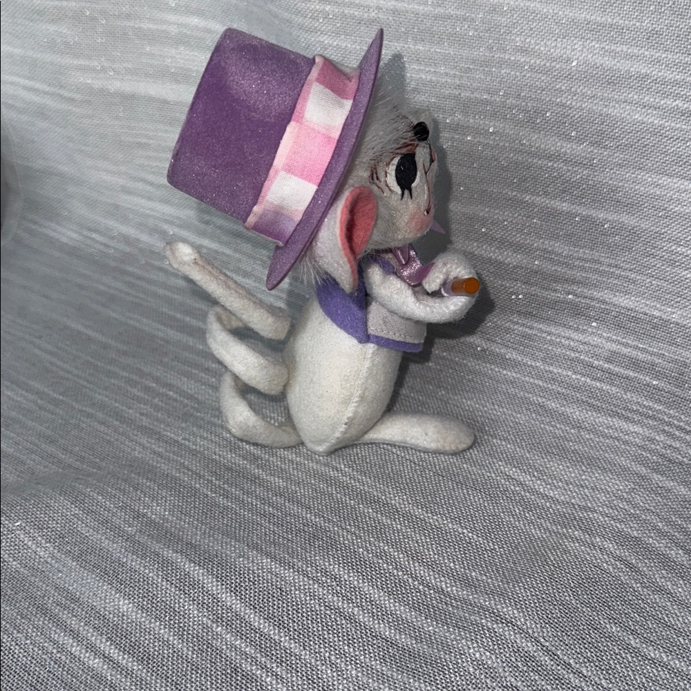 Annalee 2003 Mouse Purple Hat Vest Cane Curly Tail 6" Tall - Picture 6 of 7